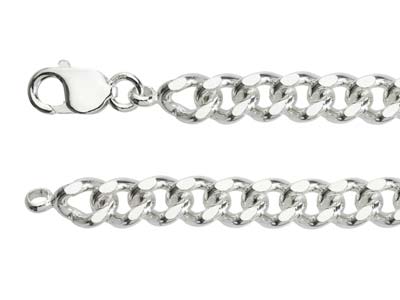 Sterling Silver 8.9mm Filed Curb Bracelet 8.5''/21cm Hallmarked - Standard Image - 2