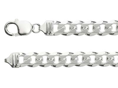 Sterling Silver 9.2mm Diamond Cut Metric Curb Bracelet 8.5''/21cm Hallmarked - Standard Image - 2