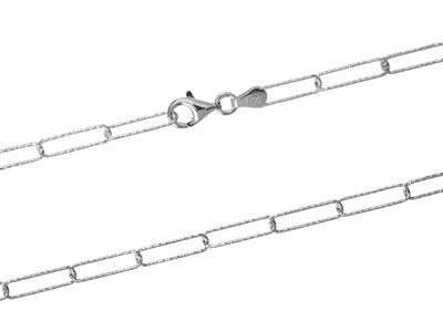 Sterling Silver 3.5mm Sparkle Long Link Round Wire Chain, 20