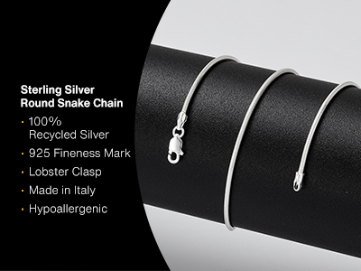 Sterling Silver 1.4mm Round Snake  Chain 22