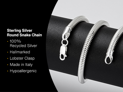 Sterling Silver 5.0mm Round Snake  Chain 18