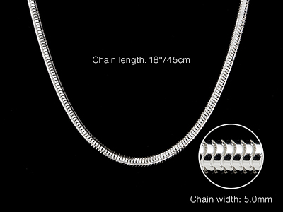 Sterling Silver 5.0mm Round Snake  Chain 18