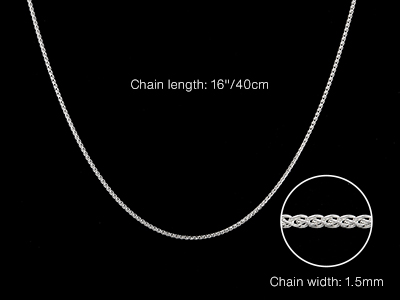 Sterling Silver 1.5mm Spiga Chain   16