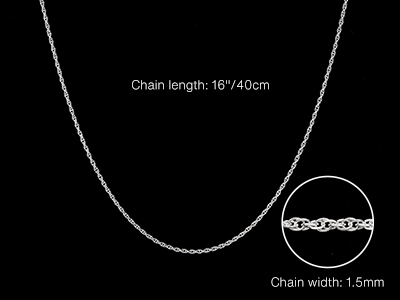Sterling Silver 1.5mm Rope Chain    16