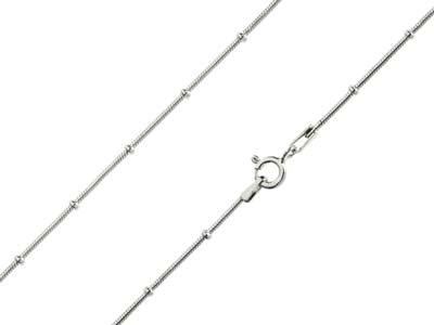 Sterling Silver 1.9mm Snake Chain  With Bead Stations 1845cm