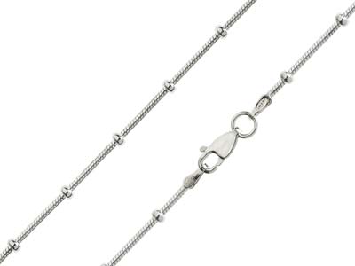 Sterling Silver 2.7mm Round Snake Chain With Bead Station 1640cm Unhallmarked