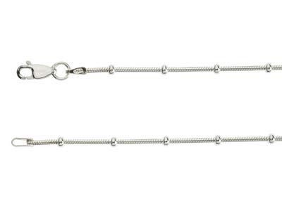 Sterling Silver 2.7mm Round Snake Chain With Bead Station 16''/40cm Unhallmarked - Standard Image - 2