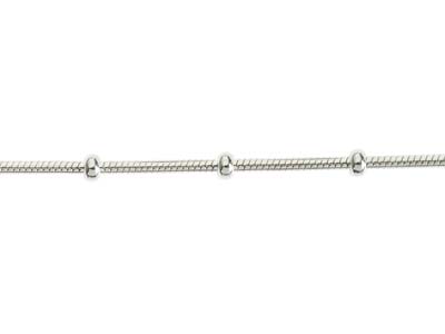 Sterling Silver 2.7mm Round Snake Chain With Bead Station 16''/40cm Unhallmarked - Standard Image - 3