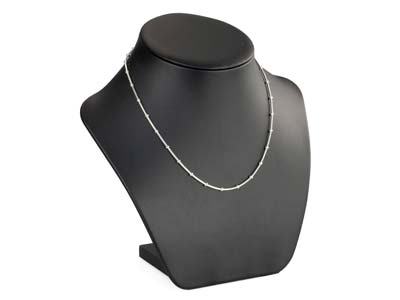 Sterling Silver 2.7mm Round Snake Chain With Bead Station 16''/40cm Unhallmarked - Standard Image - 4
