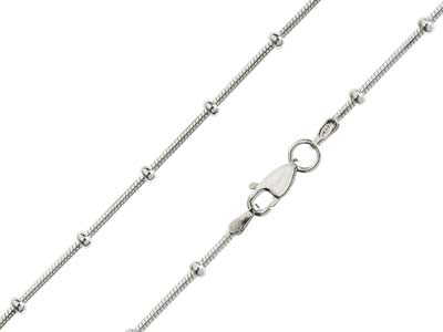 Sterling Silver 2.7mm Round Snake Chain With Bead Station 18''/45cm Hallmarked - Standard Image - 1