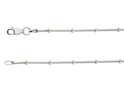 Sterling Silver 2.7mm Round Snake Chain With Bead Station 18''/45cm Hallmarked - Standard Image - 2