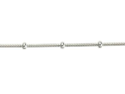 Sterling Silver 2.7mm Round Snake Chain With Bead Station 18''/45cm Hallmarked - Standard Image - 3