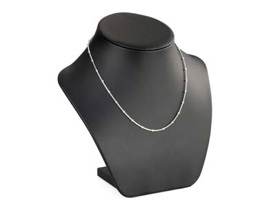 Sterling Silver 2.7mm Round Snake Chain With Bead Station 18''/45cm Hallmarked - Standard Image - 4