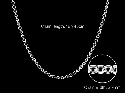 Sterling Silver 3.9mm Trace Chain  18