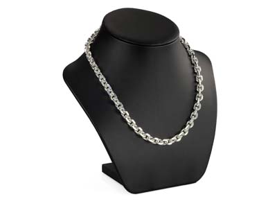 Sterling Silver 8.4mm Diamond Cut Oval Trace Chain 18''/45cm Hallmarked - Standard Image - 4