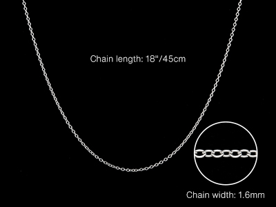 Sterling Silver 1.6mm Trace Chain   18