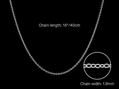 Sterling Silver 1.9mm Trace Chain   16