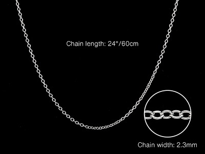 Sterling Silver 2.3mm Trace Chain   24