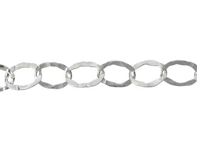 Sterling Silver 6.5mm Hammered Oval Trace Chain, 20