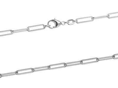 Sterling Silver 3.4mm Wide         Rectangular Trace Chain, 18