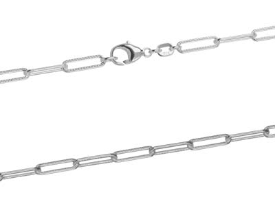 Sterling Silver 3.4mm Wide         Rectangular Trace Chain, 22