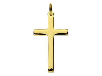 9ct Yellow Gold Cross, Medium Heavy Latin Hallmarked