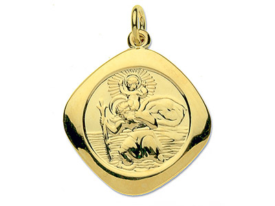 9ct Yellow Gold St. Christopher,   Large Square Reversible Hallmarked - Standard Image - 2