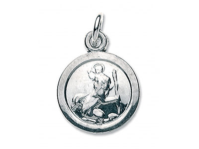 Sterling Silver St. Christopher,   Small Round