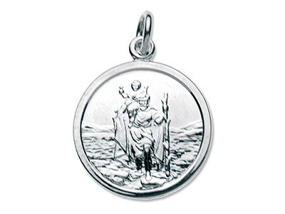 Sterling Silver St. Christopher,   Medium Round