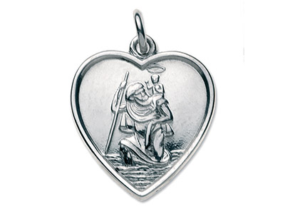 Sterling Silver St. Christopher,   Heart - Standard Image - 1