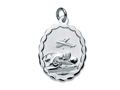 Sterling Silver St. Christopher,   Oval, Reversible - Standard Image - 3