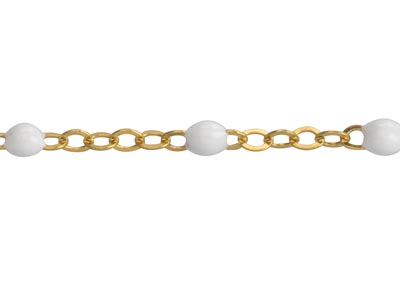 Gold Filled 1.7mm Loose White      Enamel Satellite Chain - Standard Image - 2