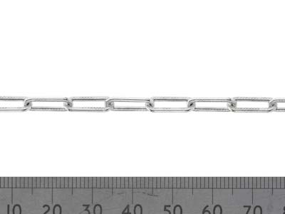 Sterling Silver 3.4mm Loose Wide   Engraved Pattern Rectangular Trace Chain, 100% Recycled Silver - Standard Image - 2