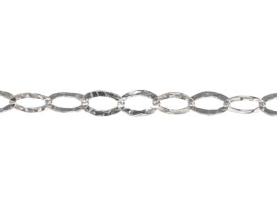 Sterling Silver 6.5mm Loose        Hammered Oval Trace Chain, 100%    Recycled Silver - Standard Image - 3