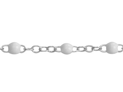 Sterling Silver 1.7mm Loose White  Enamel Satellite Chain - Standard Image - 2