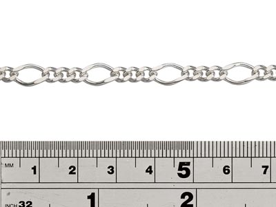 Sterling Silver 6.0mm Diamond Cut  Loose 3+1 Figaro Chain, 100%       Recycled Silver - Standard Image - 2