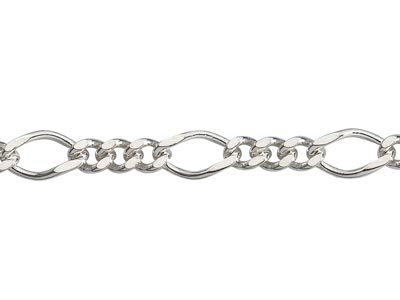 Sterling Silver 6.0mm Diamond Cut  Loose 3+1 Figaro Chain, 100%       Recycled Silver - Standard Image - 3