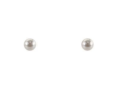 Gold Filled 4mm White Crystal Pearl Design Stud Earrings - Standard Image - 1