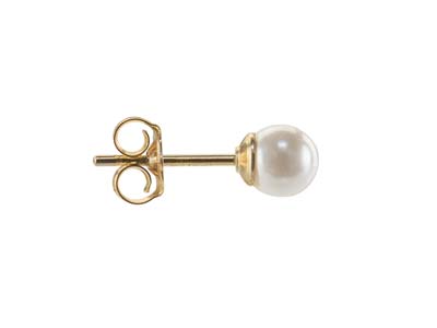 Gold Filled 4mm White Crystal Pearl Design Stud Earrings - Standard Image - 2
