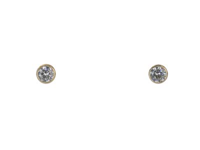 Gold Filled 4mm White              Cubic Zirconia With Bezel Stud     Earrings