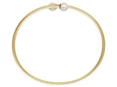 Gold Filled White Crystal Pearl    Design Adjustable Bangle - Standard Image - 2