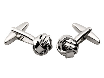 Knot Cufflink Rhodium Plated Brass