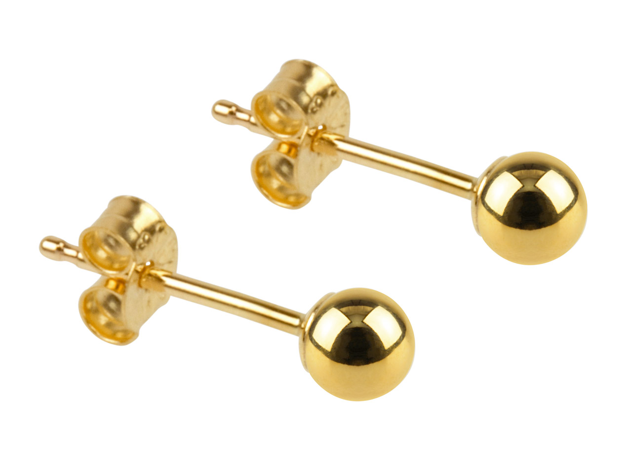 9ct Yellow Gold Plain Light Weight Ball Stud Earrings 3mm-6mm Womens Jewellery