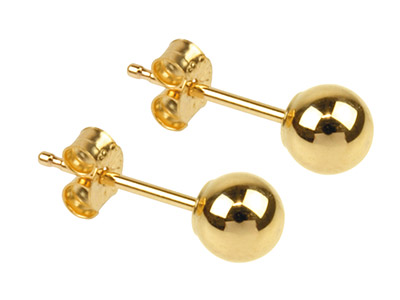 9ct Yellow Gold Pair 4mm           Light Weight Ball Studs - Standard Image - 1