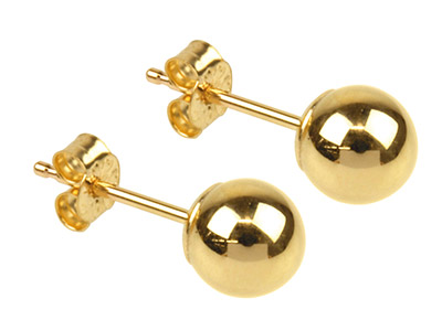 9ct Yellow Gold Pair 5mm           Light Weight Ball Studs - Standard Image - 1