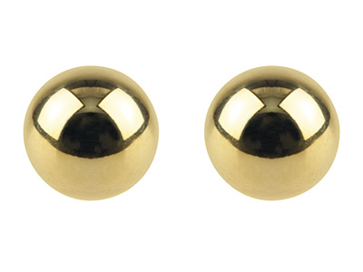 9ct Yellow Gold Pair 6mm           Light Weight Ball Studs