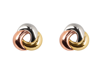 9ct 3 Colour Knot Earrings - Standard Image - 1