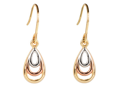 9ct-3-Colour-Teardrop-Earrings