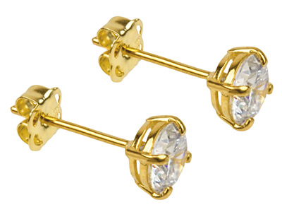 9ct Yellow Gold Pair 5mm           Cubic Zirconia Stud Earring - Standard Image - 2