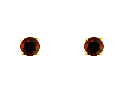 9ct Yellow Gold Birthstone Earrings 5mm Round Garnet - January - Standard Image - 2